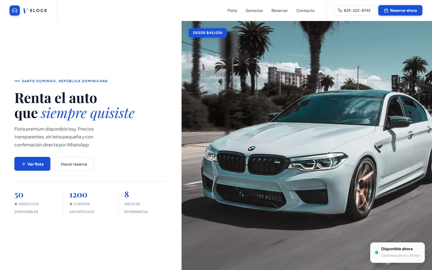 Veloce Rent a Car, funcionando